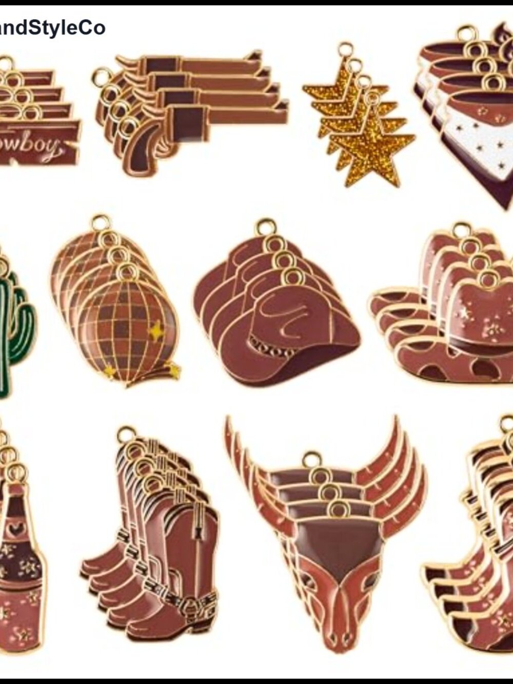 48Pc Western Cowgirl Alloy Enamel Charms for Jewelry Making DIY Crafts